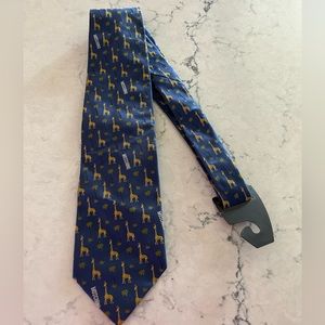 RARE Vintage Moschino Navy Giraffe Silk Neck Tie